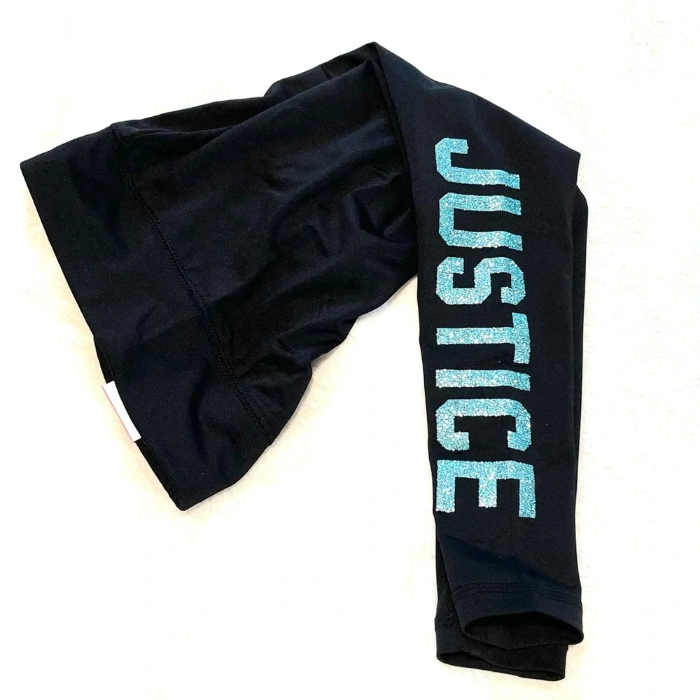 🆕JUSTICE Teal Glitter Graphic Leggings
